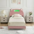 Ataucjin Kids Twin Size Bed Frame With LED Lights Headboard Modern Twin
