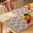 thumbnail image 4 of Boho Floral Placemats Set of 12 Farmhouse Vintage Red Blue Flower Plant Place Mats Indoor Wipeable Table Mats Washable Cloth Dining Table Placemats for Kitchen Holiday Party Home Decor 13x19 Inch, 4 of 9
