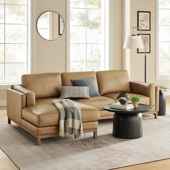 Modway Roscoe Left-Facing Vegan Leather Sectional Sofa with Chaise in Toas