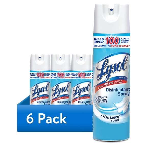 (6 pack) Lysol Disinfectant Sanitizing Antibacterial Spray, Deodorizing, Crisp Linen, 19 fl oz