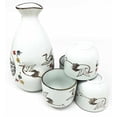 thumbnail image 2 of Beautiful Stork Bird Flight Glazed Ceramic White Sake Set Flask With Four Cups Great Asian Living Home Decor and Gift For Housewarming Celebration Toast Far Eastern Decorative Party Set, 2 of 2
