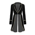 thumbnail image 2 of Cowsor Women Velvet Tailcoat Jacket Long Sleeve Lapel Collar One Button Closure Trim Swallow Tailed Mid Length Outerwear Halloween Themed Performance Stage Costume, 2 of 5