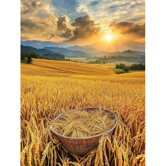 Golden Wheat Field Sunset Canvas Wall Art, Perfect for Living Room, Bedroom, Dining Room, Office, and Farmhouse Decor