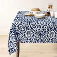 thumbnail image 1 of Rectangle Polyester Tablecloth Vintage Printed and Spill Proof Table Cover for Home and Kitchen (Blue and White, 60x104 Inch), 1 of 6