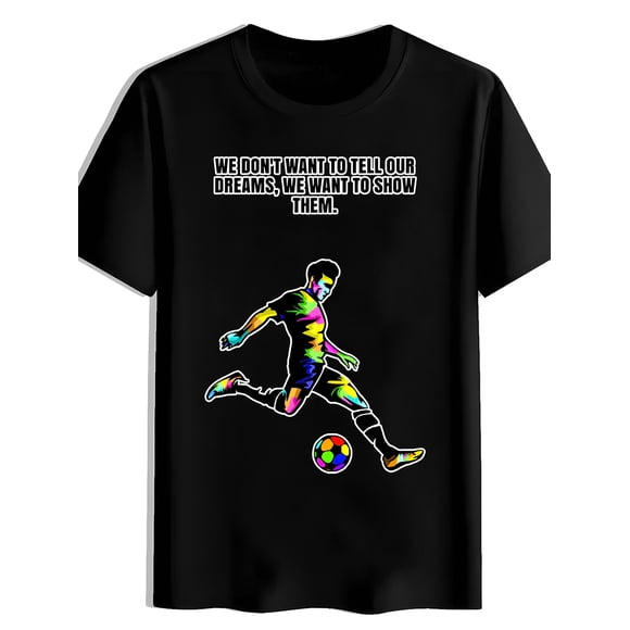 T Shirt Men's Casual Crew Neck with Soccer Player Football Print