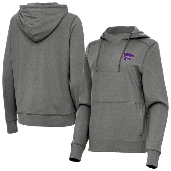 Women's Antigua  Heather Black Kansas State Wildcats Justice Pullover Hoodie
