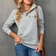 thumbnail image 3 of Sudadera Con Cuello De Solapa Con Botones Para Mujer, Color Puro, Versátil Para Combinar, Blusa De Mujer De Fibra De Poliéster Gris Lavable A Máquina Para Trabajar En El Hogar ANGGREK No, 3 of 7