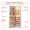 thumbnail image 6 of Mirrored Jewelry Armoire - Wall/Door Mount, Lockable Jewelry Cabinet with Full-Length Mirror, 2 Drawers & LED Lights - Light Pink, 6 of 9