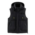 thumbnail image 3 of Zedker Men's Hooded Puffer Vests Waterproof Winter Coat Fleece Vest Sleeveless Hood Jacket with Pockets Black XL, 3 of 6