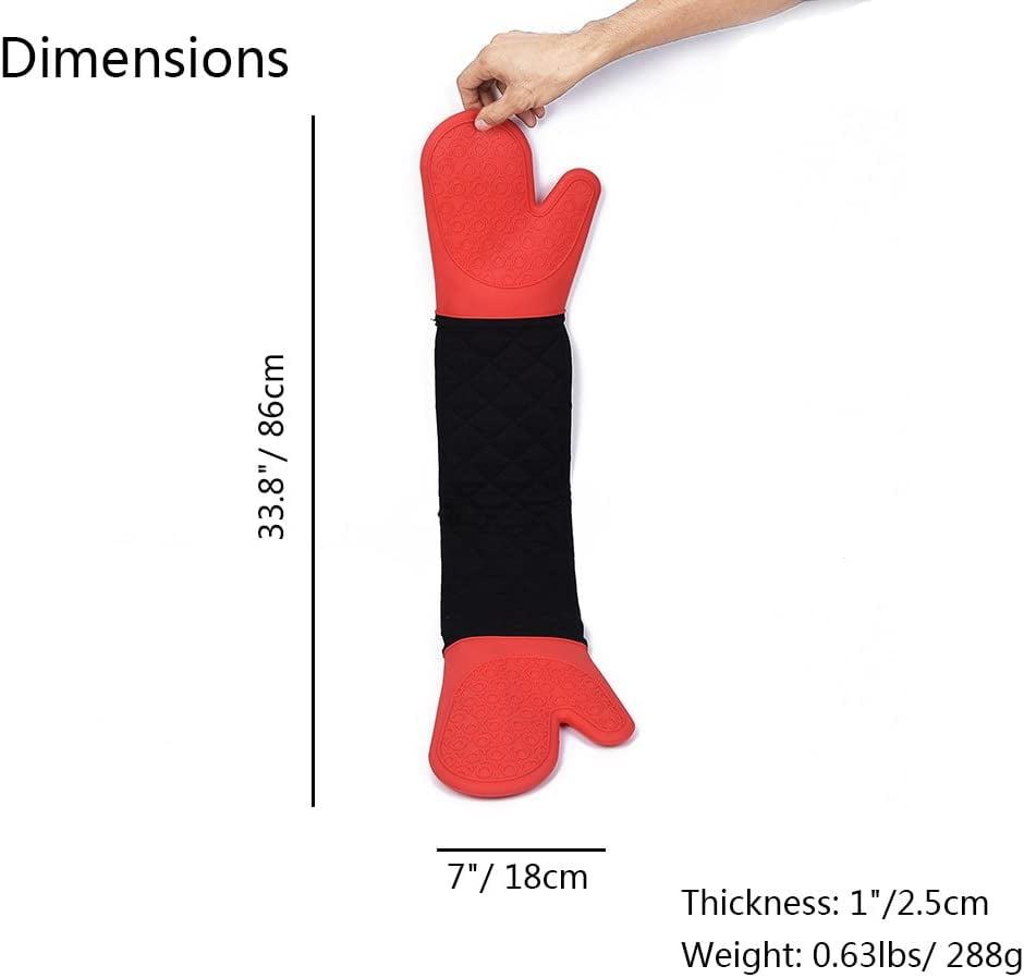 Connected Oven Mitts All-in-One Potholder Gloves Heat Resistant Quilted Silicone Oven Mitts 33.8 x 7-inch