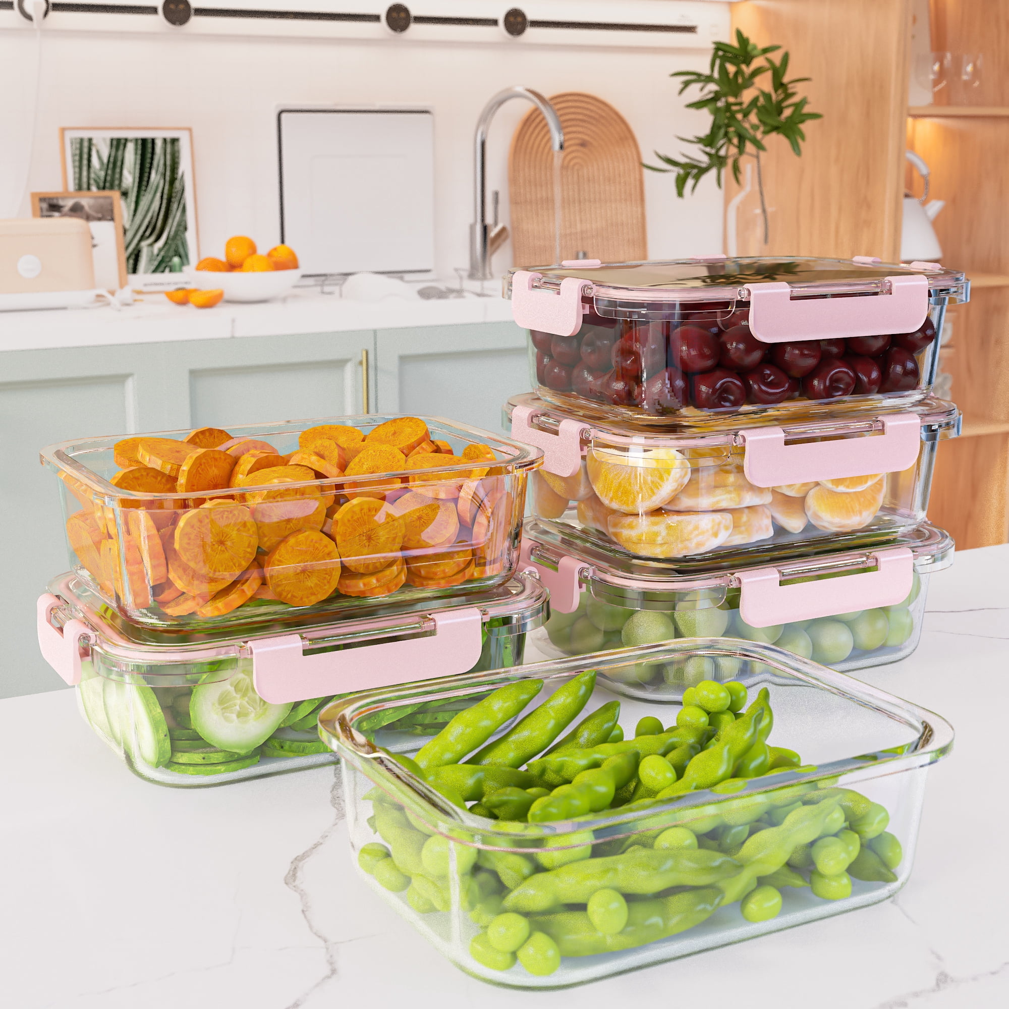21Pcs Glass Food Storage Containers with Lids, Glass Airtight Meal Prep Container Set for Lunch, Kitchen Pantry Organizers and Storage, Leak Proof