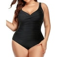 thumbnail image 5 of Bwdbhd Women's Summer Swimsuit Women's Plus Size One Piece Swimdress Tummy Control Swimsuit Bathing Suit Black,3XL, 5 of 5