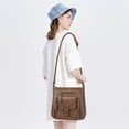 thumbnail image 2 of KL928 Leather Crossbody Bag with Adjustable Strap Multi-Pockets Shoulder bag for Everyday Use,Light Brown, 2 of 7