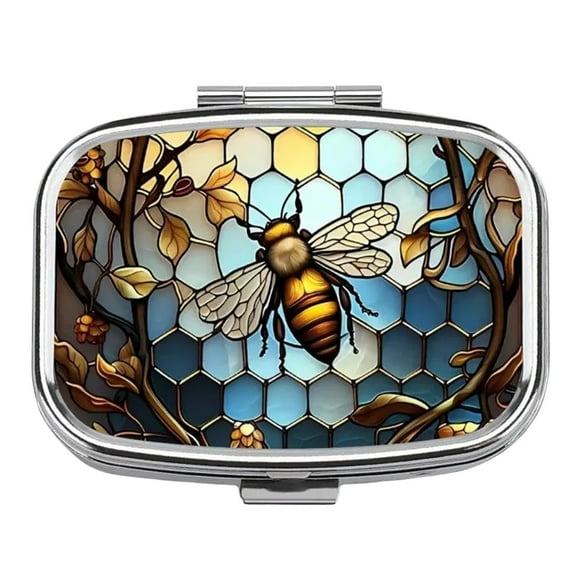 Vintage & Tree Pattern Box 1 Count Portable 2 Grid Storage Box Box For Home School Outdoor Travel