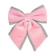 thumbnail image 1 of Pink Christmas Flannel Glitter Fabric Bow, Tree Ornament For Window Sofa Scene, Festive Decor, 1 of 6