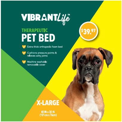 Vibrant Life Therapeutic Pet Bed, Dark Gray & Aqua