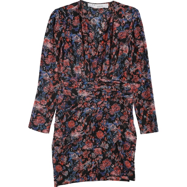 IRO Vestido cruzado de seda sintética para mujer, negro, 36