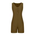 thumbnail image 4 of up to 60% off Gifts wycnly Jumpsuits for Women Casual Solid Soft Knitted Ribbed Button up Loose Pocket Tank Jumpsuits Overalls Summer Formal Plain Round Neck Sleeveless Short Rompers Army Green xxl, 4 of 6