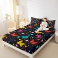 thumbnail image 4 of Homewish Moth Butterfly Insect Twin Sheet Sets, Floral Love Heart Twin Fitted Sheet, Black Cartoon Animal Flat Sheet, Super Cozy Room Decor, 3 Pieces, 4 of 7