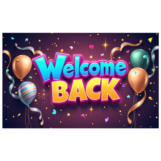 Welcome Back Banner Decorative Stars Twirls Design Celebratory Backdrop Perfect Party Supplies Reception Decorations Office Events Photography Props