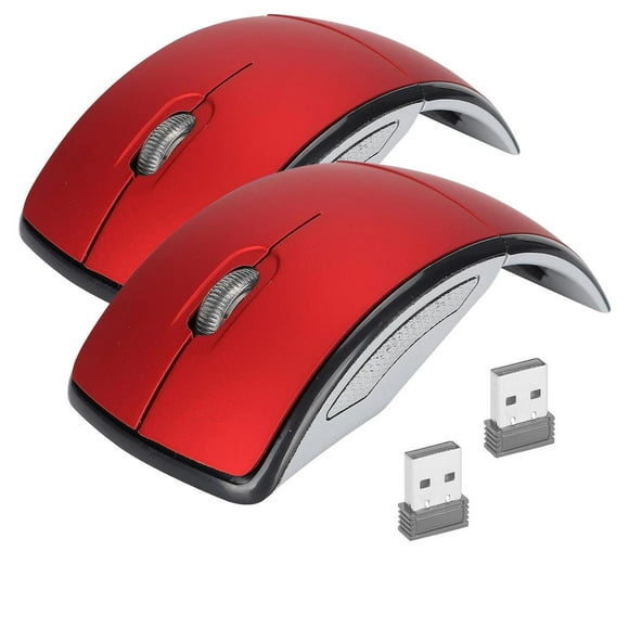 Mouse Inalámbrico Plegable HotShot ClickerRed 2 Pzas 2.4GHz USB 2.0 1600DPI Óptica 3.0V 2 Botones 1 Rueda