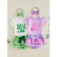 thumbnail image 3 of BemeyourBBs Half Way To One Baby Girl Outfit 1/2 Half Birthday Girl Outfit Letter Print Short Sleeve Romper Ruffle Golf Mermaid Shorts Skirt Set Headband 3 Piece Cute Infant Summer Clothes, 3 of 9