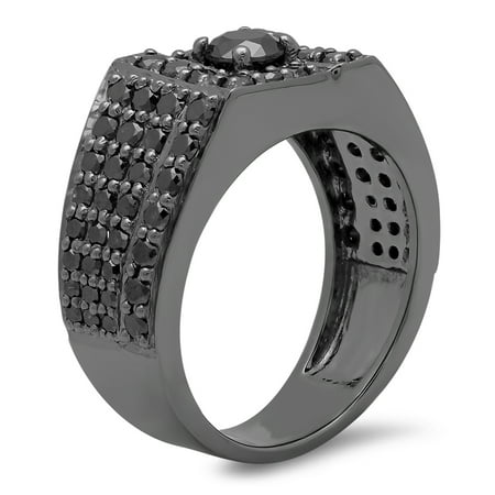 Dazzlingrock Collection 1.80 Carat (ctw) Black Rhodium Plated 10K Black Diamond Ladies Engagement Ring, White Gold, Size 6.5