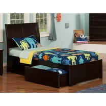 Portland Platform Bed with Flat Panel Foot Board and 2 Urban Bed Drawers in, Multiple Colors and Sizes