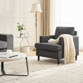 thumbnail image 2 of Oversized Cloud Chair, Linen Living Room Chair, Mid Century Modern Armchair with Thick Cushion & Leg, Deep Seat & No Assembly Required, Upholstered Sofa for Living Room, Bedroom, Beige/Dark Grey, 2 of 7