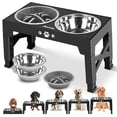 thumbnail image 1 of Jovrun Cuencos elevados para perros comedero para perros con 2 cuencos de acero inoxidable y 1 comedero lento, 5 alturas ajustables, soporte para cuencos elevados para perros medianos y grandes, cuenc, 1 of 7