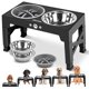 thumbnail image 1 of Jovrun Cuencos elevados para perros comedero para perros con 2 cuencos de acero inoxidable y 1 comedero lento, 5 alturas ajustables, soporte para cuencos elevados para perros medianos y grandes, cuenc, 1 of 7