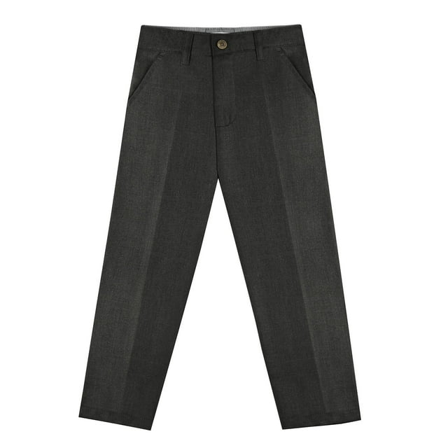 Buyless Fashion Pantalon Garçon devant Plat Coupe Régulière Polyester Formel et Décontracté