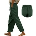 thumbnail image 5 of frariair ​Linen Blend Wide Leg Pants For Women Comfortable Elastic Waist Summer Palazzo Trousers Boho Chic Casual Outfit Design​ Green, 5 of 9