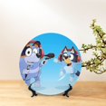 thumbnail image 3 of Lsque Bluey Pattern Ceramic Decorative Plate Decorative Plates with Display Stand Personalized Porcelain Plate Ceramic Ornaments for Wall Hanging Decoration-6in, 3 of 6