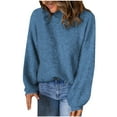 thumbnail image 2 of Suéter de cuello alto y blusa informal de cuello alto de invierno para mujer, suéter tejido de manga larga, suéteres sólidos, suéter para mujer, 2 of 7