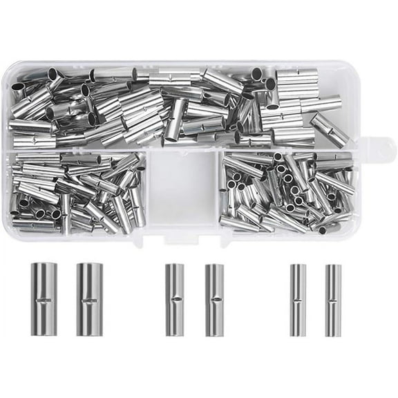 Versatility: 200Pcs Non Insulated Butt Connectors Kit For Customized Wiring Harnesses, Brazed Seam Designed Uninsulated Butt Connector Wire Crimp Connector For Electrical