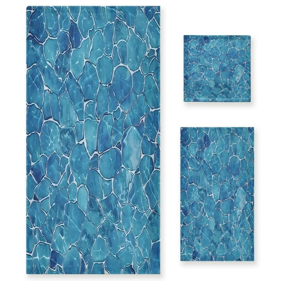 Three-Piece Towel Set Face Towel Towel Set Hand Towel Bath Towel Cotton Bath Towels Bath Towel Sets Hand Bath Towels Blue Corrugated Stone