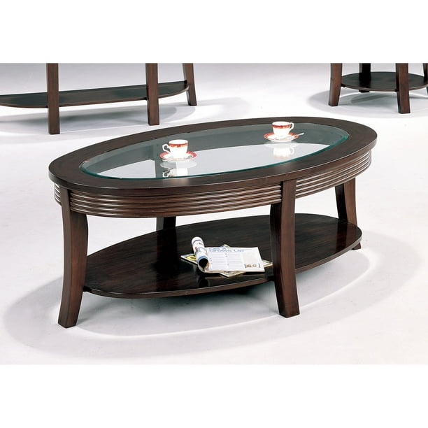 Coaster Furniture Oval Coffee Table with Glass Top Cappuccino