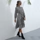 thumbnail image 5 of Vestido A Rayas Para Mujer, Vestido Túnica Para Mujer, Manga Larga, Rayas Verticales, Estilo Retro Para Negocios ANGGREK Negro S, 5 of 5