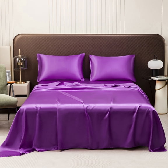 ARLAJO Flat Bed Sheet - Satin Fitted Sheet Alternative - Soft Silky Cloth Bedding Sheet - Wrinkle Resistant Hypoallergenic Bed Sheet for Home Bedroom - Tear Proof Easy Care Bed Sheet - 1 Piece