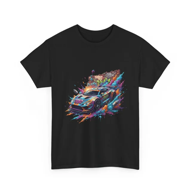 T-Shirt Unisexe Rétro Graphique de Course de Vitesse Voiture Néon Drift Colorée H42222, jusqu'à Taille 5TG