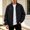 Black, variant on 2026 Men's Stand Collar Zip Up Lightweight Track Jacket, Raglan Sleeve Elastic Cuff Loose Fit Windproof Daily Casual Outerwear