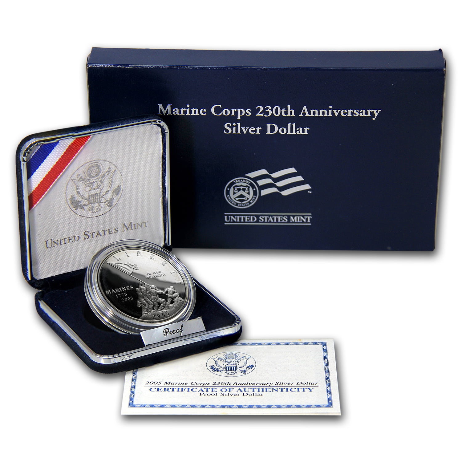 2005-P United States Mint Marine Corps 230th Anniversary $1 Silver