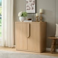 thumbnail image 5 of 34'' Sideboard Buffet Cabinet W/Storage, Modern Accent Cabinets W/Curved Handles & Adjustable Shelves, 2 Doors Coffee Bar Buffet Table Credenza for Living Room Kitchen Hallway, Natural, 5 of 7