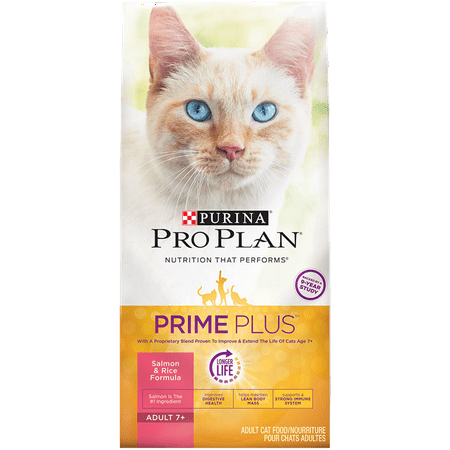 Purina Pro Plan PRIME PLUS Salmon & Rice Formula Senior Dry Cat Food, 3.2 lb. (The Best Cat Food For Senior Cats)
