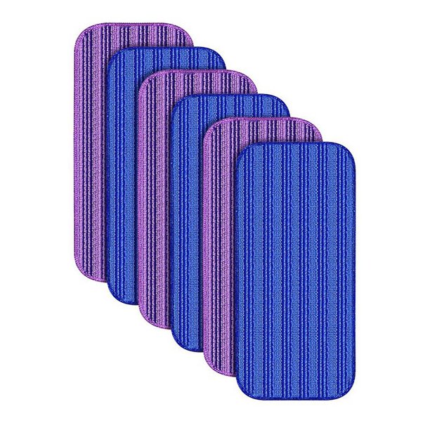 Almohadillas de trapeador reutilizables compatibles con trapeador Wet Jet - Paquete de 6 Almohadillas de trapeador de microfibra lavables de repuesto 3 violetas 3 violetas azules, violetas azules