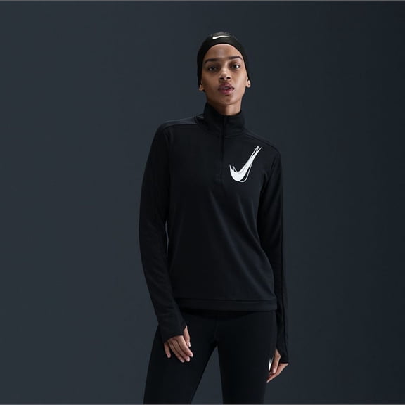 Women's Nike Swoosh 1/2-Zip Running Mid Layer Top Color: Black Size: X SMALL