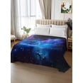thumbnail image 2 of Blue Purple Sky Queen Size Flat Sheet, Wrinkleproof & Fadeproof Cooling Flat Bed Sheet Only, Abstract Modern Stars Space Breathable Soft Bedding Top Sheets 90 x 102 Inches, 2 of 8