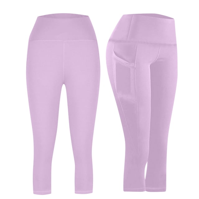 TaTaai Women's High Waisted Yoga Capris with Pockets Butt Lifting Solid 7/8 Length Leggings Athletic Workout Gym Fitness Non-See-Through Gift