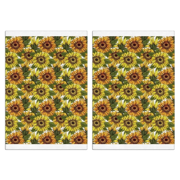 2 Pcs Funny Kitchen Towels,White Sunflower Pattern Microfiber Dish Towels,Kitchen Tea Towels,Kitchen Towel Set (18" X 26")